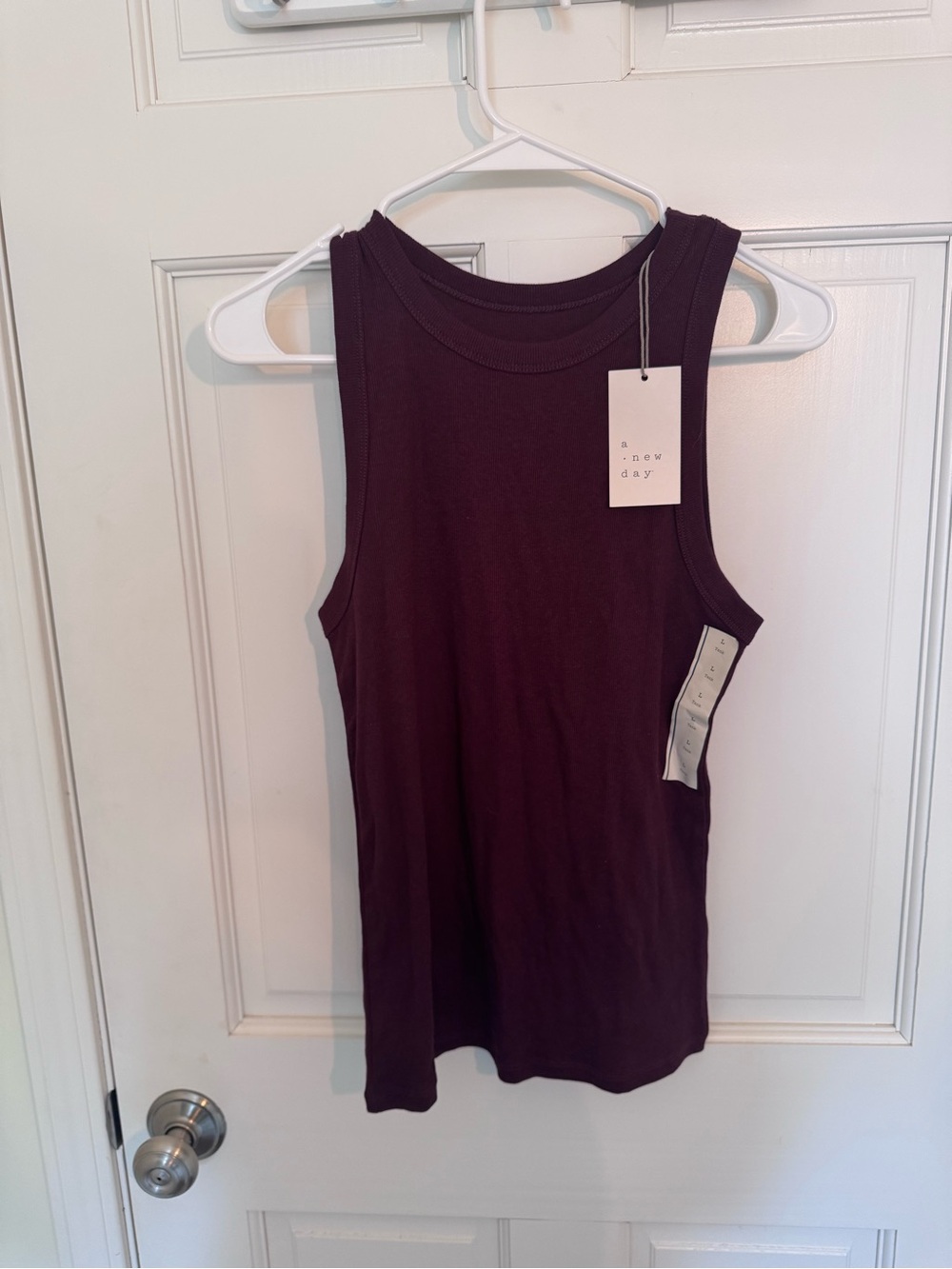 a new day Burgundy Ribbed Racerback Tank Top - Picture 2 of 5